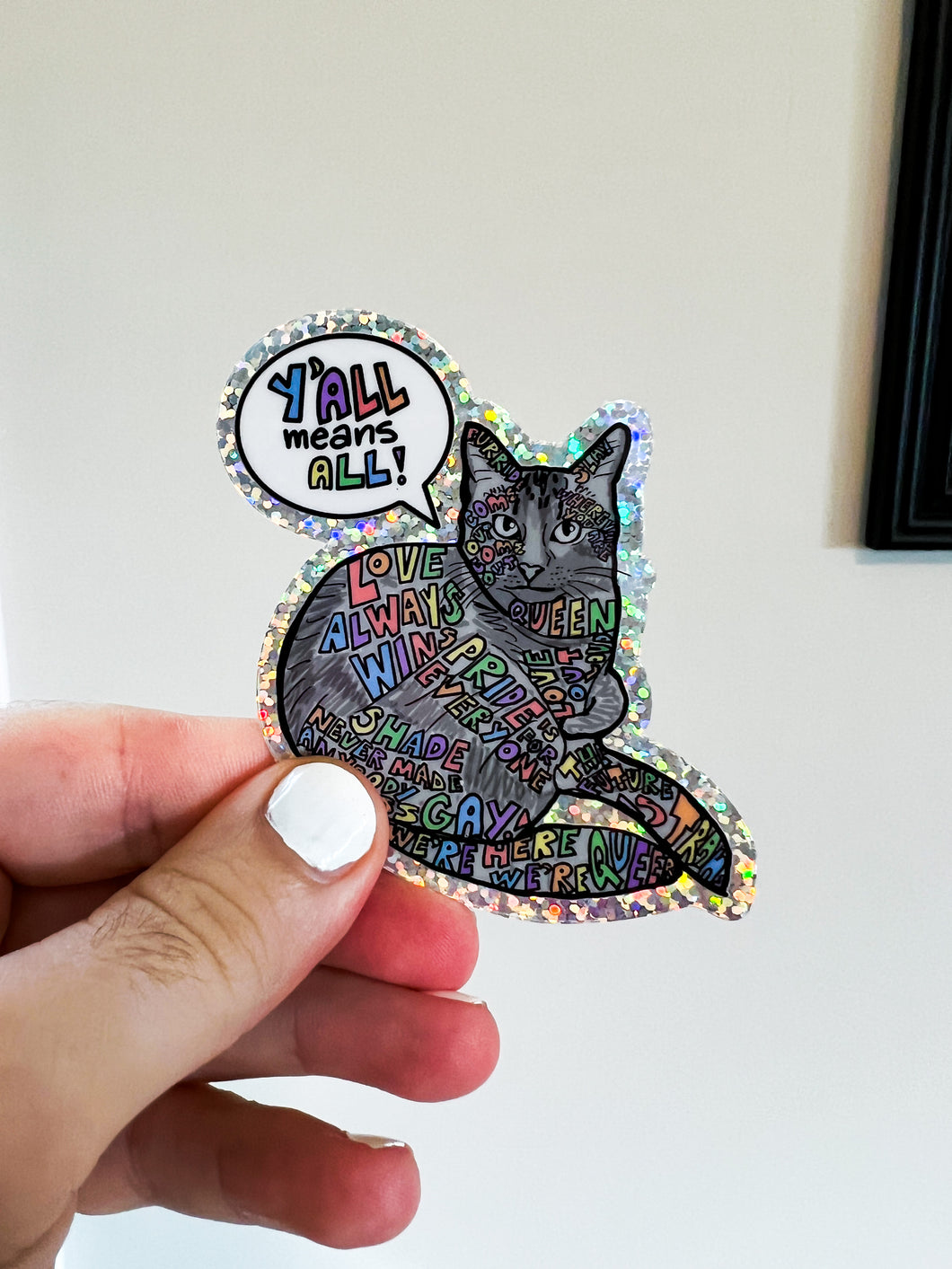 Pride Cat Glitter Sticker