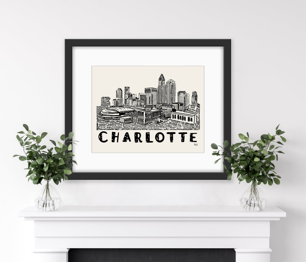 Charlotte Skyline Art Print